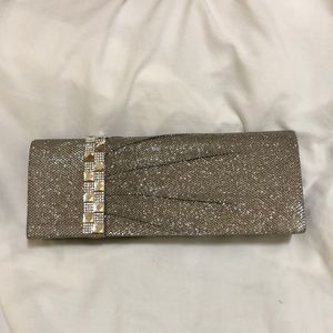 Jessica McClintock Silver Rectangle Clutch New